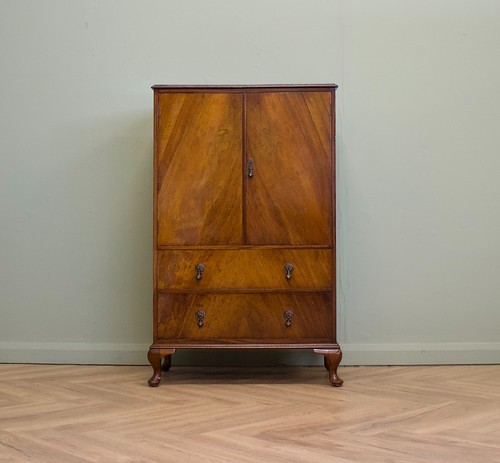 Art deco walnut tallboy - art,