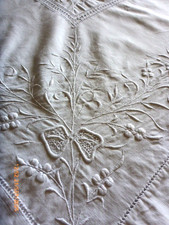 Stunning Antique Indian Chikan Style  Embroidered   52 " x 72" Tablecloth