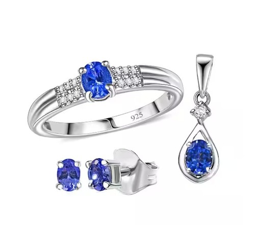 Silver earrings pendant ring - silver,