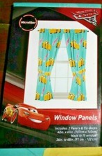 DISNEY CARS 2PC WINDOW CURTAIN PANELS & TIE BACKS ROD POCKETS 42" X 63" NEW