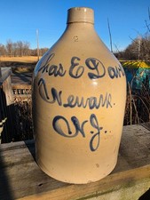 1890s Antique FULPER BROS 2gal Cobalt Blue Stoneware Jug Newark NJ Chas & Davey