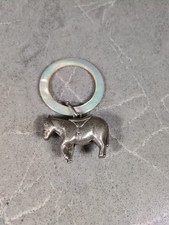 ANTIQUE SILVER 1932 Birmingham DONKEY BABY  TEETHING RING RATTLE