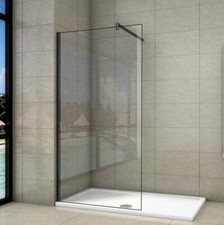 Walk In Wet Room Black Shower Enclosure Screen Cubicle Glass Panel & Tray