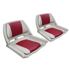 2 x Lightweight Folding Boat Seat - Grey/Red Style By MiDMarine