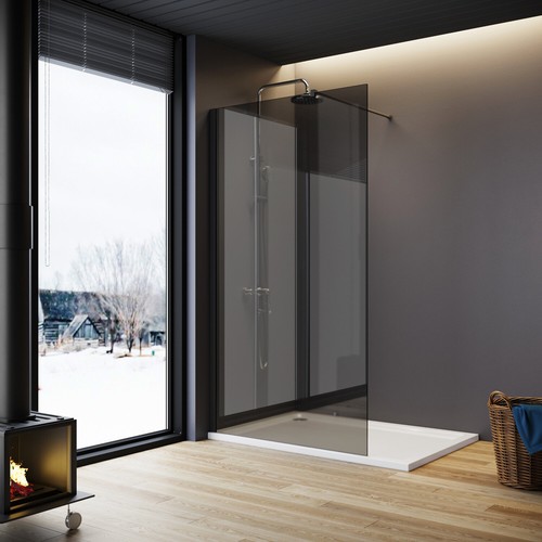 Black walk shower enclosure - black,