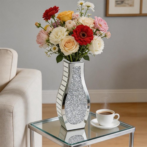 Crystal silver glass table - crystal,