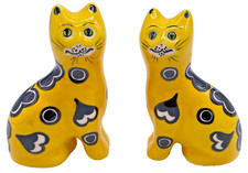 Pair Vintage Wemyss Ware Griselda Hill Pottery yellow gallè tiny cats figures . 