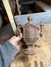 Antique Old Round Oak Parlor Wood Stove Ornate Topper Finial Urn Cast Iron Parts