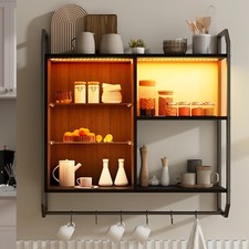 Wall Mounted Shelf Floating Storage Cabinet RGB Light Display Shelves Remote