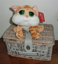 Russ Berrie Lil Peepers 'Chilie' Ginger Striped Kitten Soft Toy - NEW + Tag - 7"