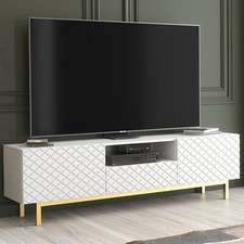 180cm TV Unit Cabinet | Diamond Front | Gold Legs | Modern & Elegant Design