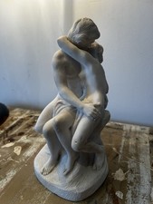 THE KISS by Auguste Rodin Heavy Stoneware Statue Sculpture Nude Couple Kissing