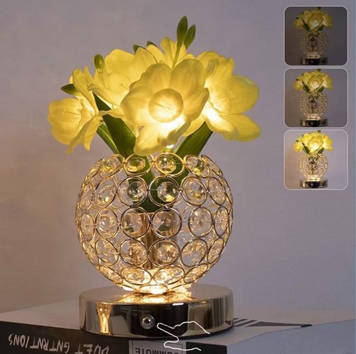 Crystal flower vase lamp - crystal,