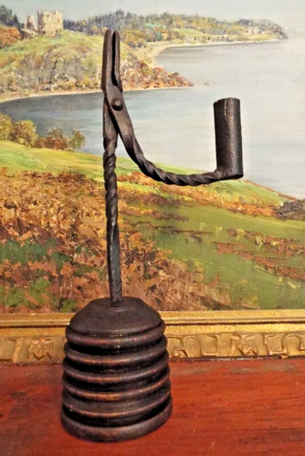 Rare rushlight candle - candle, holder
