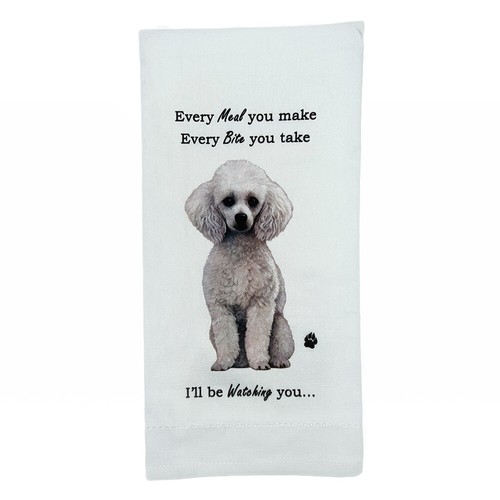 White poodle tea towel - poodle,