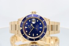 Rolex Submariner Date 40MM 18K Yellow Gold Blue Dial 16618 Full Set 1998