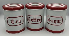 Vintage Regency Ware Set of Tin Canisters Tea Coffee Sugar Storage Kitchenalia