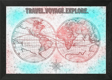 Red green old world map Framed