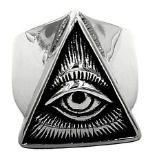 Silver Masonic Ring Triangle Eye Ball Freemasonry Regalia Lodge Illuminati Old 