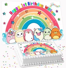 CUSTOM SQUISH BIRTHDAY PARTY PERSONALISED ICING EDIBLE COSTCO CAKE TOPPER R2-579