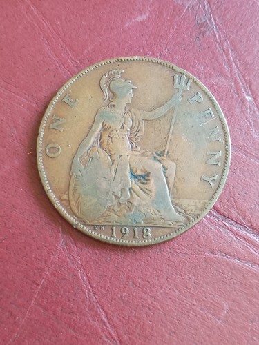 1918 george one penny coin - george, v