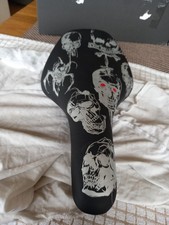 Bike Saddle, Bmx Style, Skulls Design, Black And Silver, Excellent Condition.