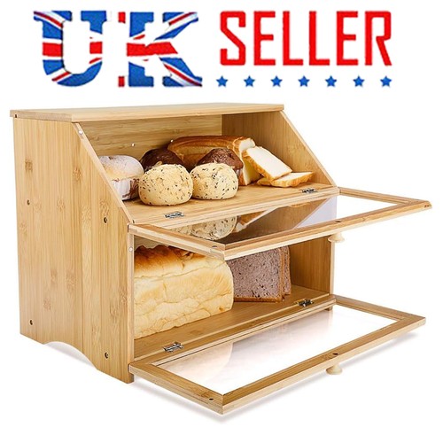 Tier bamboo bread bin double - bread,