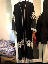 Black floral abaya women size 58