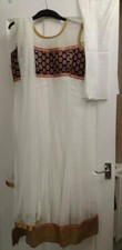 Stitched Suit Readymade Indian Punjabi Asian Pakistani Anarkali Dress White