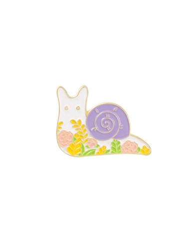 Flower snail badge enamel pin - flower,