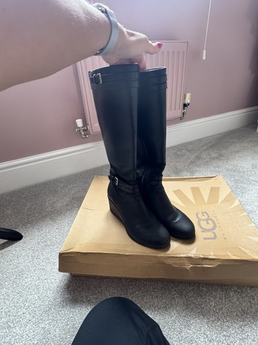 Ugg black leather wedge