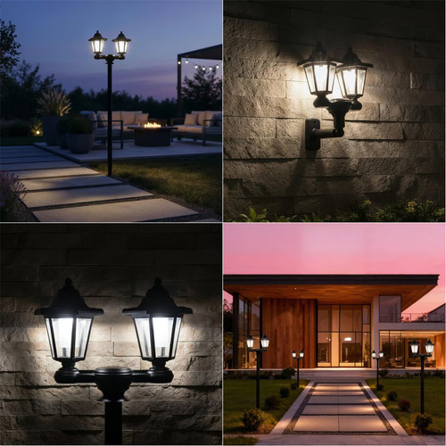 Solar lamp post outdoor - outdoor, dual