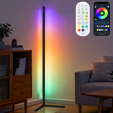 65" Tall RGB Floor Corner Lamp Light Stand Remote Control LED Streaming Pub Bar