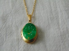 vintage faux green jade locket