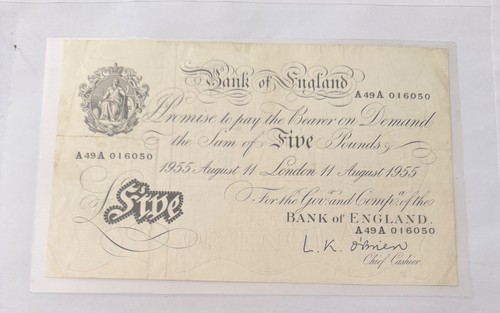 White five pound bank - five,