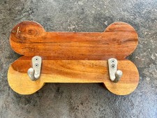 Bone Dog Lead Collar Coat Holder Hanger Wood Metal Sign Dog Rustic