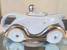 Sadler Racing Car OKT42 Teapot Ceramic Vintage - rare Light Sky Blue