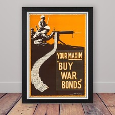Framed Vintage WW1 British Propaganda Poster Print National War Bonds C Wall Art
