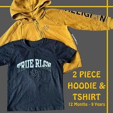 Boys Girls Kids 2PC Hoodie and T-Shirt Set Zipped Sweatshirt Crew Neck Tee UK