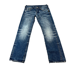 G-Star Mens Jeans Straight Leg Low Rise Mid Blue Denim Washed W31 L32 Attacc