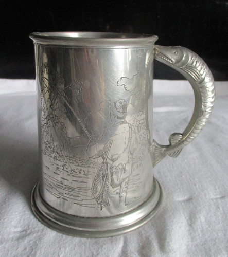 Pewter tankard pint fishing - 1,