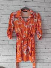 Boohoo Orange Floral Print Short Mini Dress Size 8
