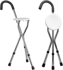 Disability Medical Aid Folding Seat Cane Stool (Walking Stick & Chair Seat)