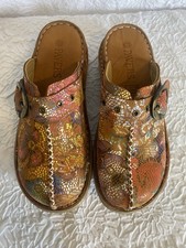 PAVERS WOMENS SLIP ON LEATHER MULES SHOES FLORAL SIZE 4 -EU 37 -COMFORT- £54.99