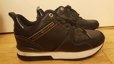 womens tommy hilfiger black trainer shoes uk size 4 37