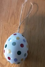Emma Bridgewater hanging Egg Shaped Tin. Polka Dot