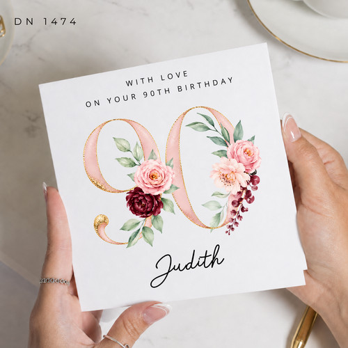 90th birthday card for - 90th, her