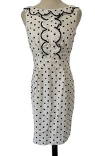 Boden Wiggle Dress Sz 4 White And Black Polka Dot Vintage Style Rockabilly 2010s