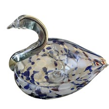 Vintage Glass Swan Catch All