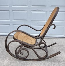 Vintage 1960s Bentwood Rocking Chair - Cane Seat & Back Mid Century Thonet Style